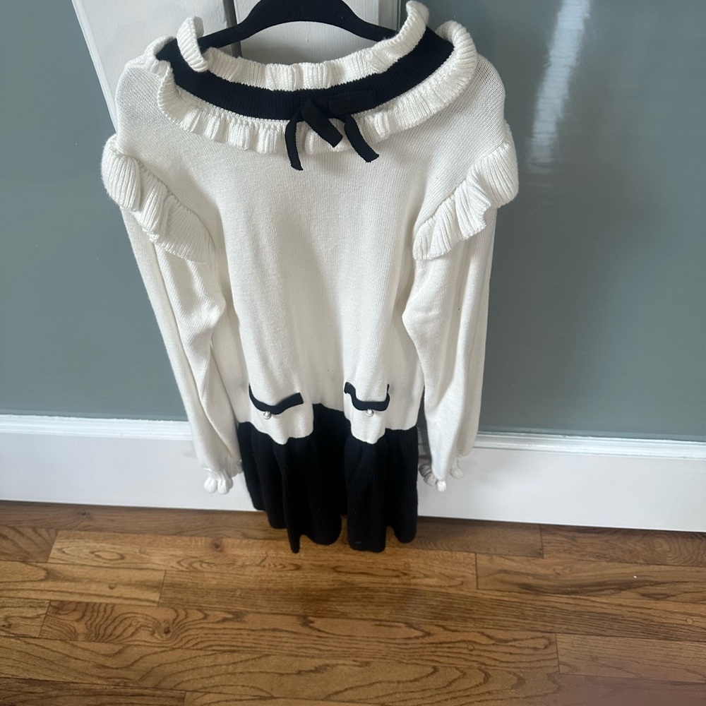 Janie and Jack White and Black Ruffle Sweater